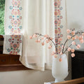 Boho Leinen Gardinen | Geblümter Bauernhaus-Druck | Lichtdurchlässig | Schlaufen & Stangendurchzug | 2 Paneele, 127 cm B