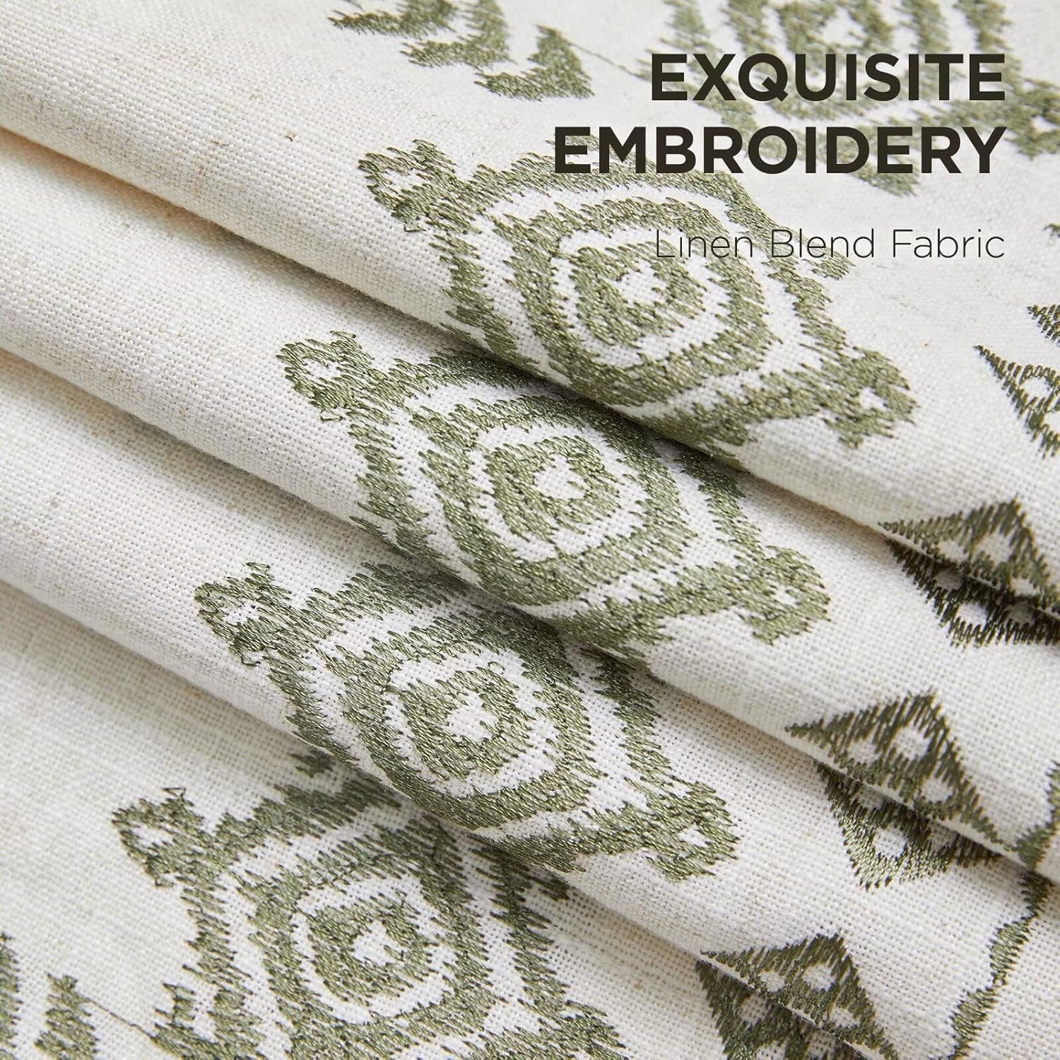 Bordeauxrote bestickte Leinenvorhänge | Boho-Jacquard-Vorhänge | Schlaufenband & Stangendurchzug | 2er-Set