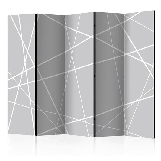 JEDNOSTRANNÝ PARAVÁN ABSTRAKTNÝ - sivobiela, Basics, drevo/textil (225/172/3cm) - artgeist